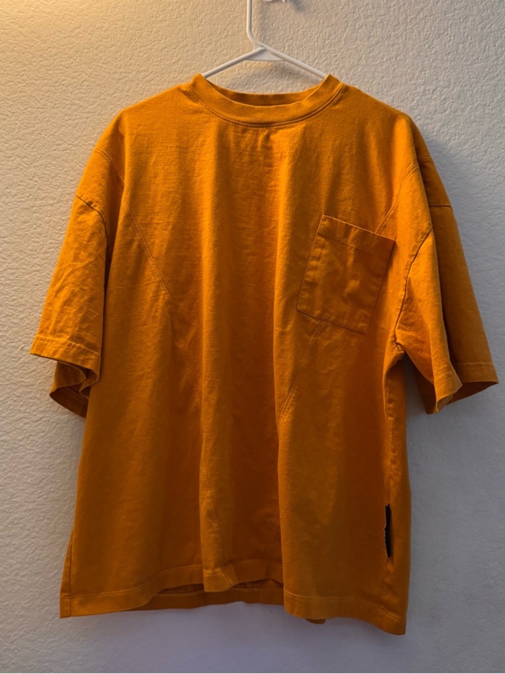 Pas Une Marque | Oversized Heavyweight Paneled Pocket Tee - Mustard/Ochre